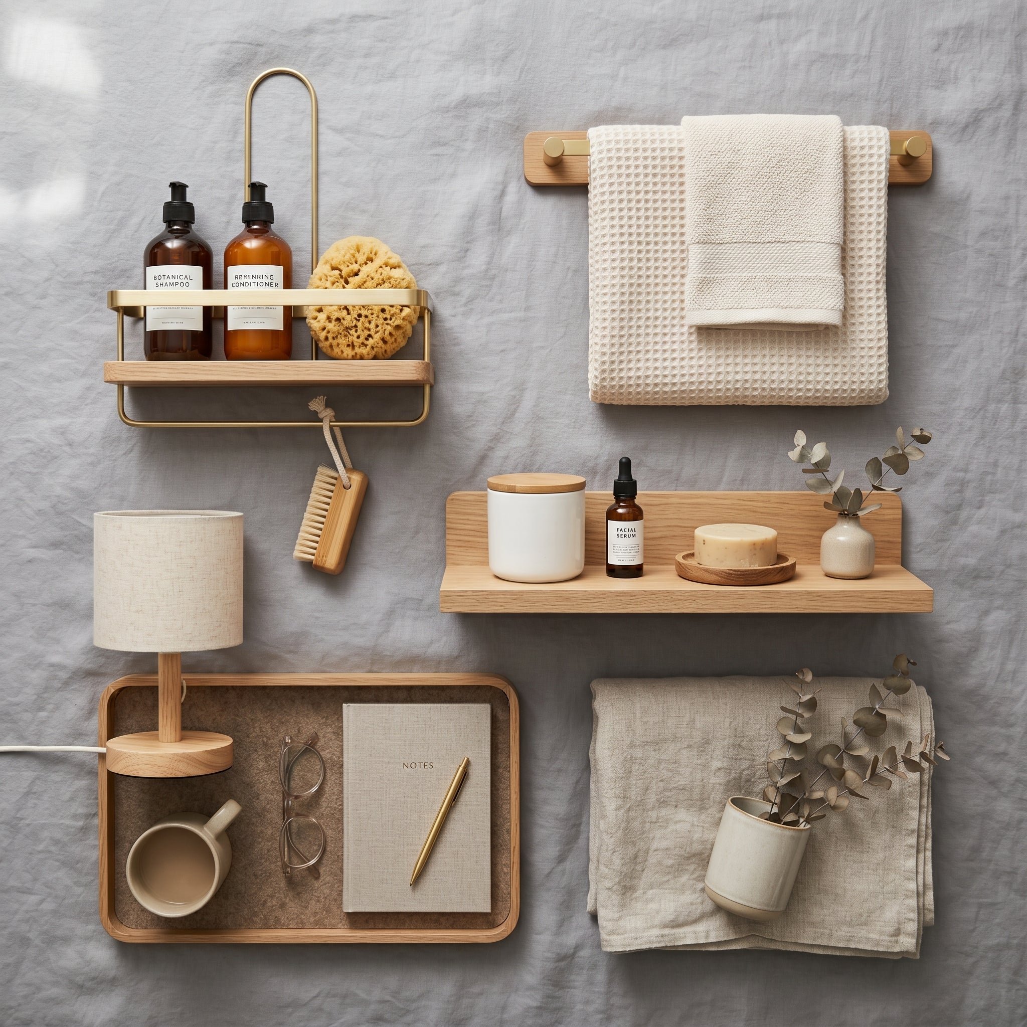 Bedroom and bathroom accessories - shower caddy,  towel holder and organizers