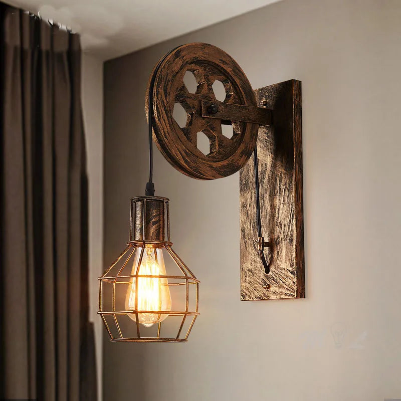 Retro Vintage LED Wall Sconce – Industrial Rustic Light Fixture – C black | Gearelo