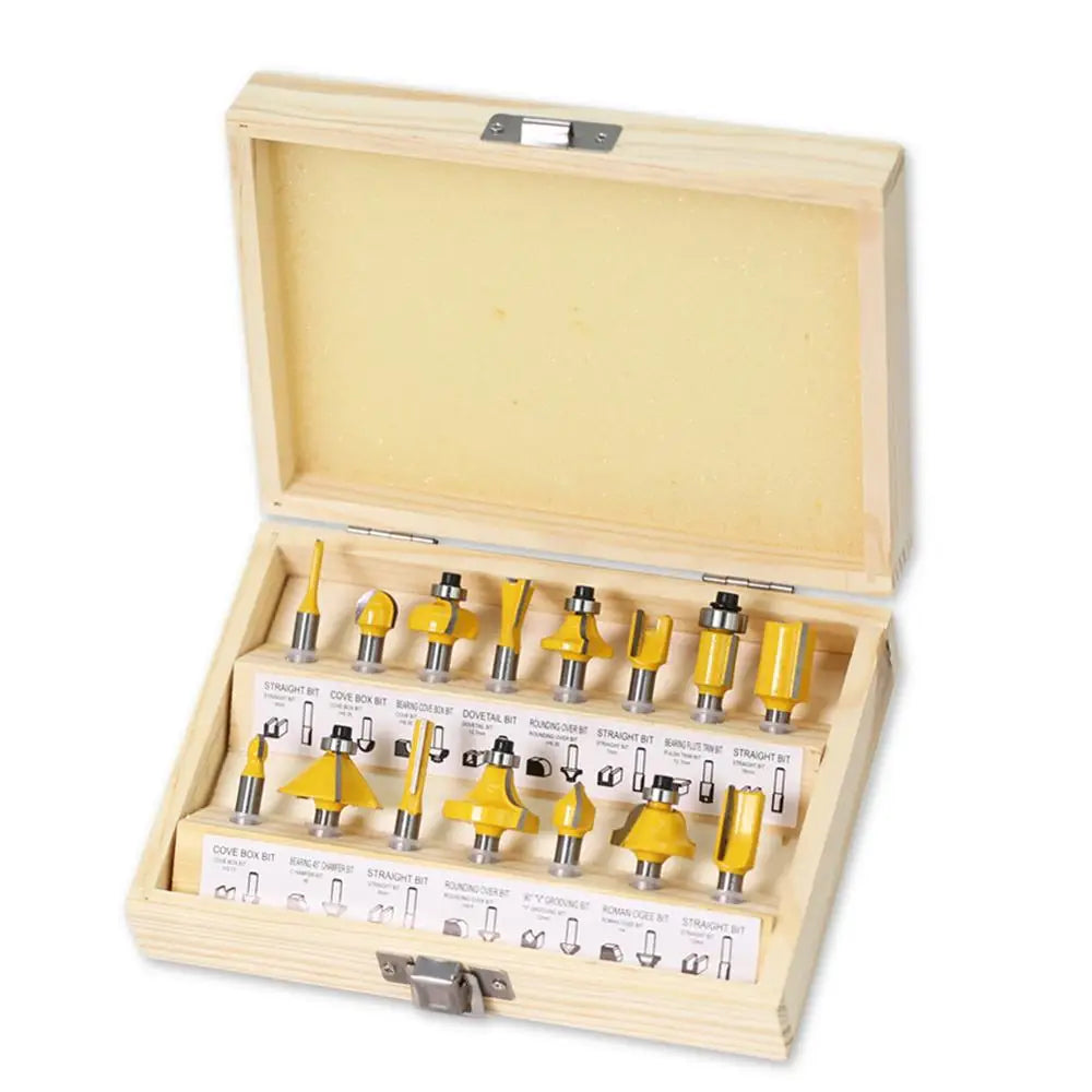 15-Piece 1/4" Router Bit Set – Tungsten Carbide Wood Milling Cutters | Gearelo