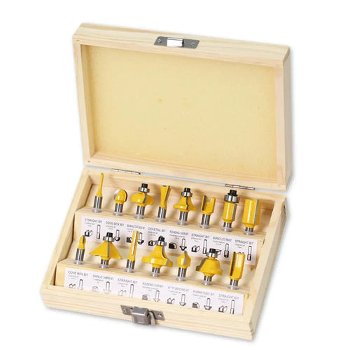 15-Piece 1/4" Router Bit Set – Tungsten Carbide Wood Milling Cutters | Gearelo