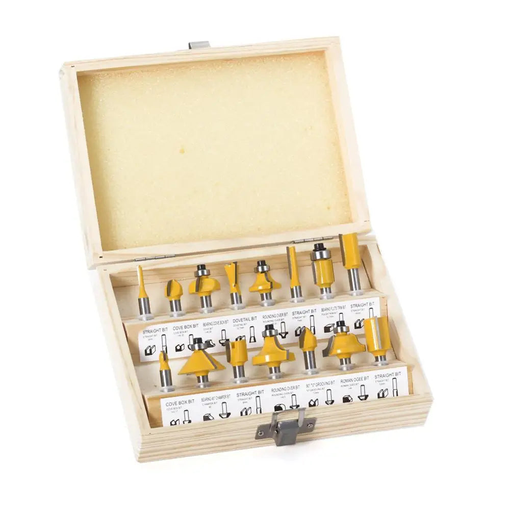 15-Piece 1/4" Router Bit Set – Tungsten Carbide Wood Milling Cutters | Gearelo