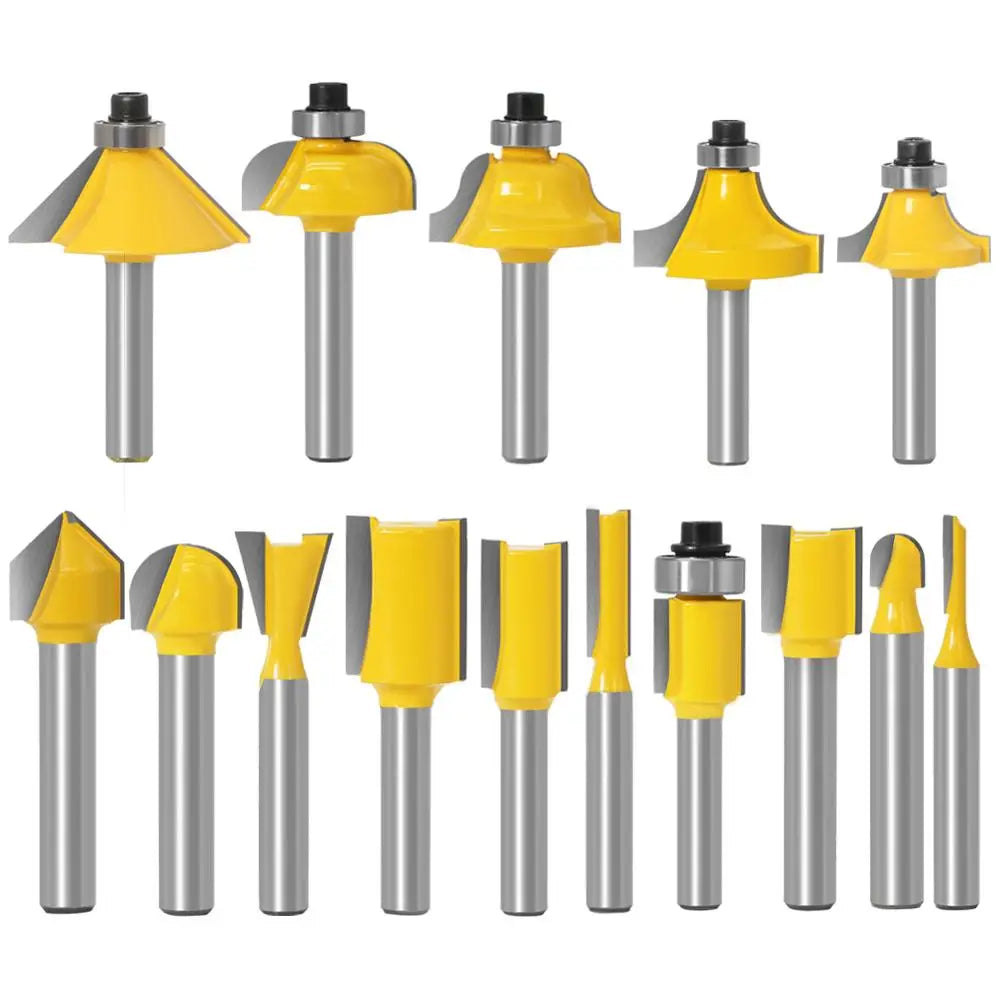 15-Piece 1/4" Router Bit Set – Tungsten Carbide Wood Milling Cutters | Gearelo