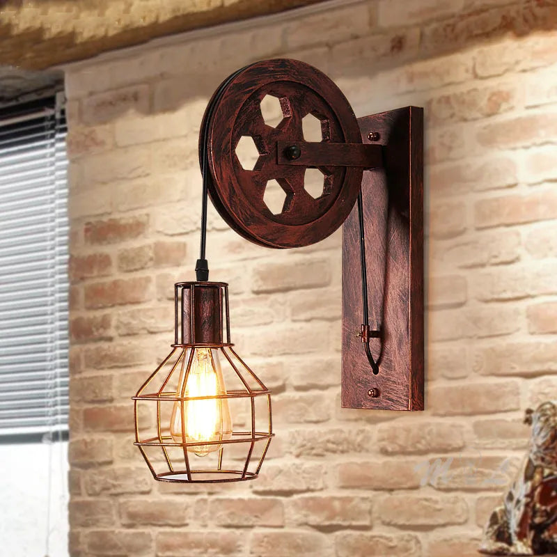 Retro Vintage LED Wall Sconce – Industrial Rustic Light Fixture – A Rust color | Gearelo