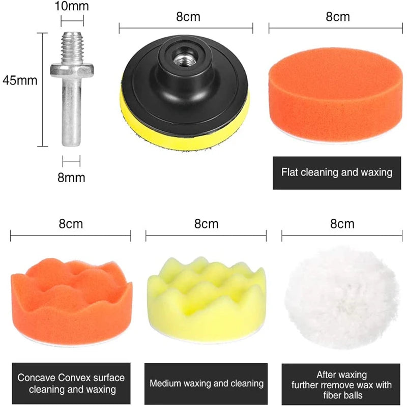 Car Polishing Foam Pad Kit – Buffer Wax Pads for Auto Scratch Removal, 5–39pc | Gearelo