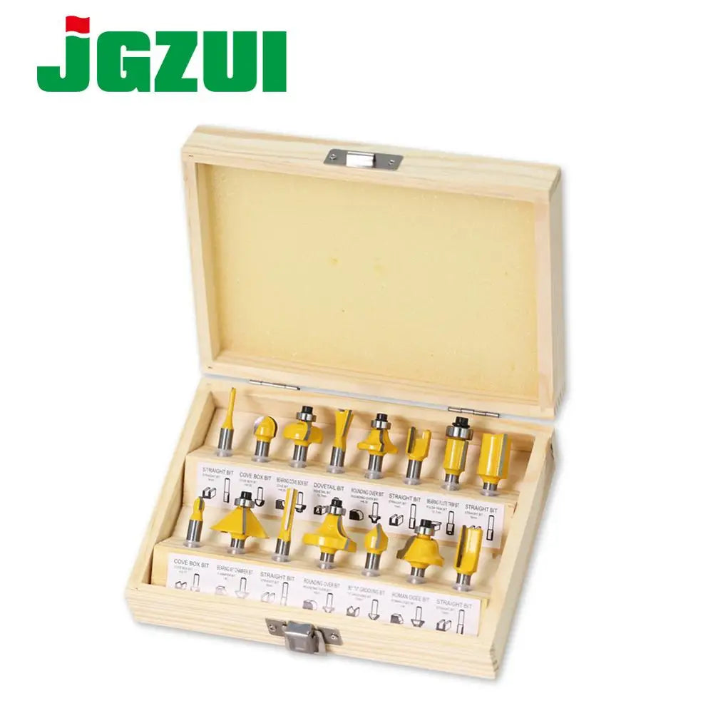 15-Piece 1/4" Router Bit Set – Tungsten Carbide Wood Milling Cutters | Gearelo