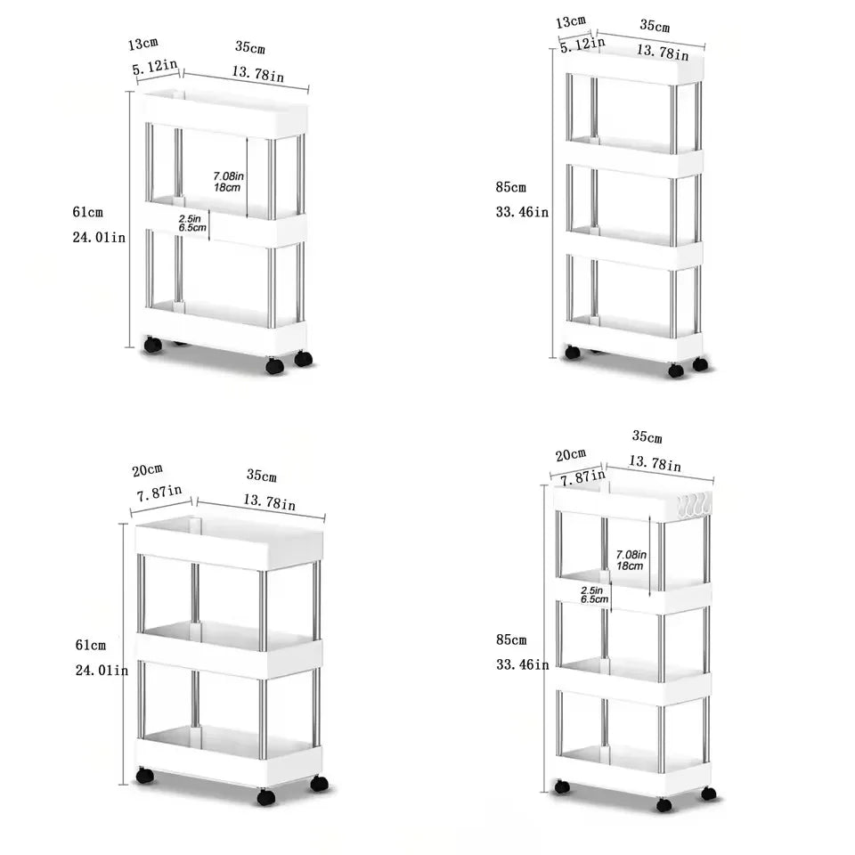 Narrow Floor Cabinet – Slim Storage Shelf for Kitchen & Bathroom – black | Gearelo