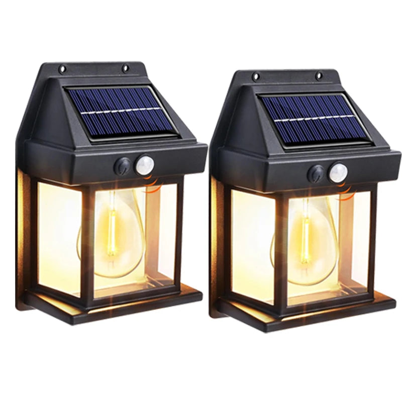 Solar Motion Sensor Outdoor Wall Light – Filament LED Garden Lamp, 1–4pc | Gearelo