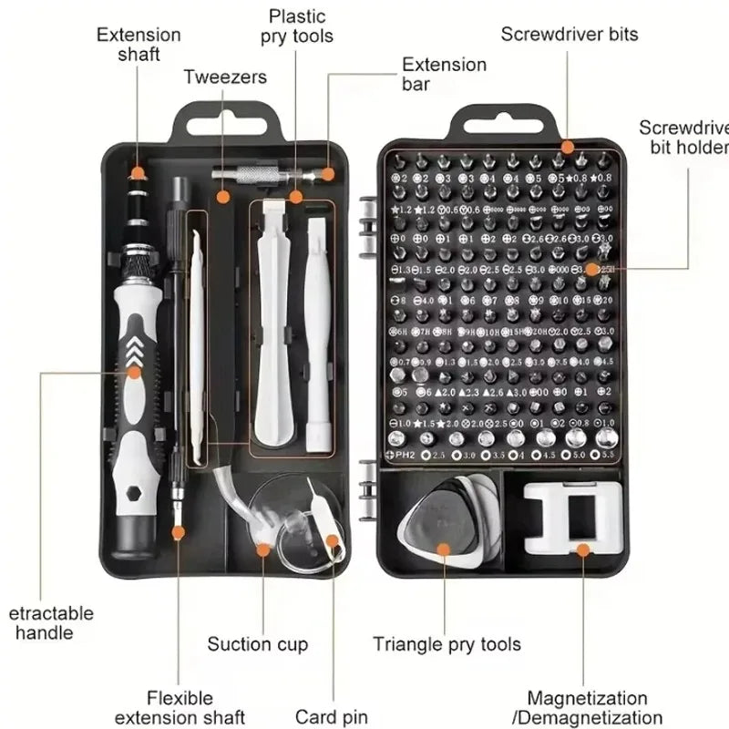 115pc Precision Screwdriver Bit Set – Magnetic Torx Hex Phillips Multi-Type | Gearelo