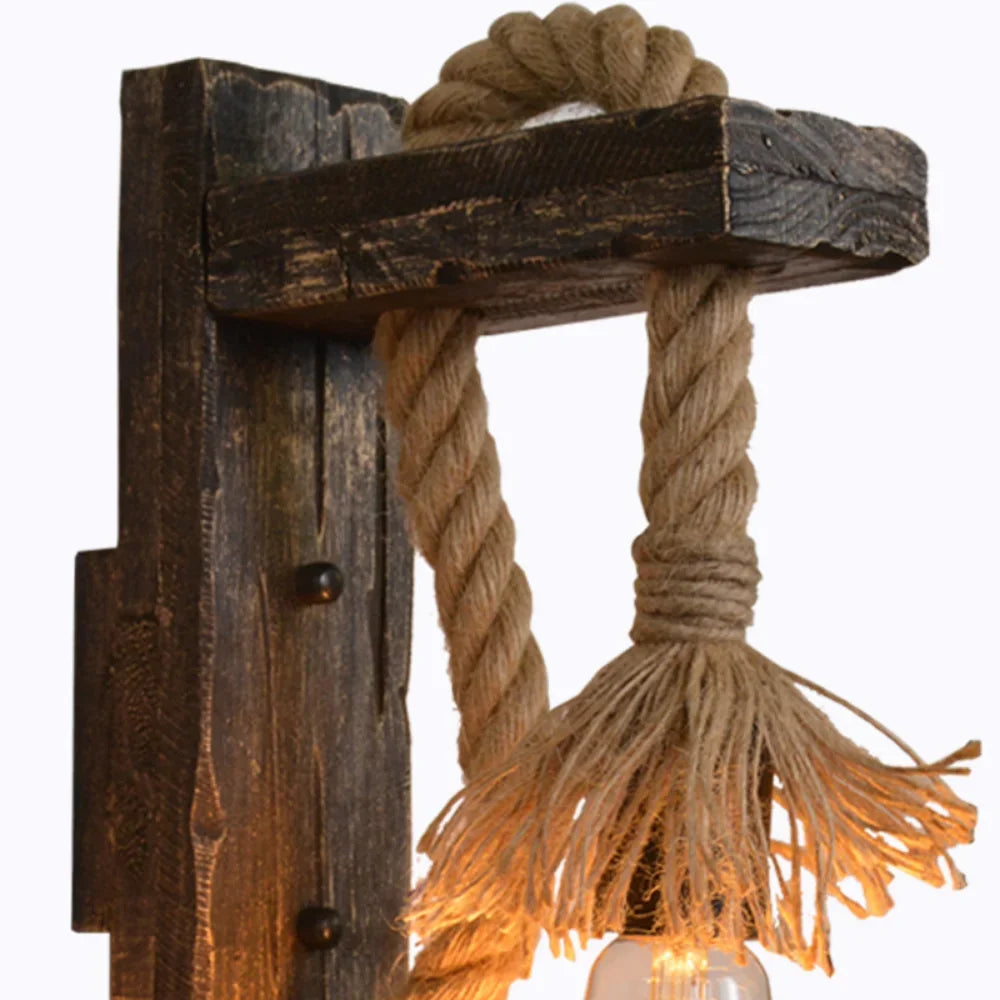Industrial Wall Sconce – Vintage Black Metal & Wood Farmhouse Light | Gearelo