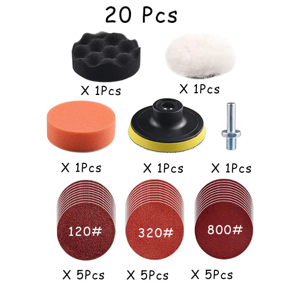 Car Headlight Restoration Kit – 3" Sanding & Polishing Pad Set, 15–65pc | Gearelo