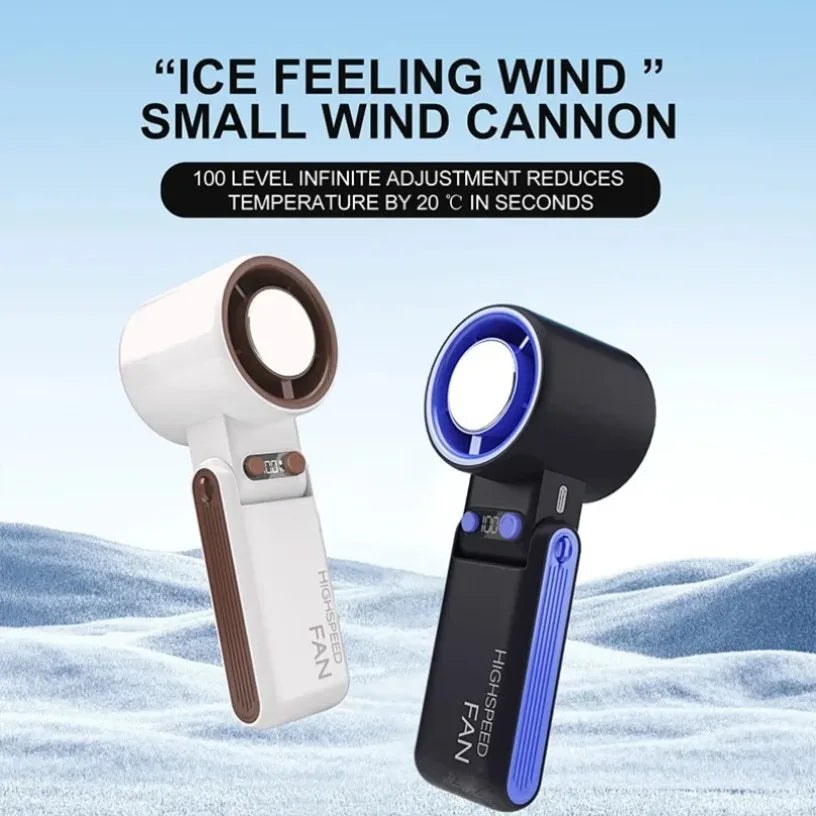 Bladeless Ice Cooling Handheld Fan – 100 Speeds, USB Rechargeable – B | Gearelo