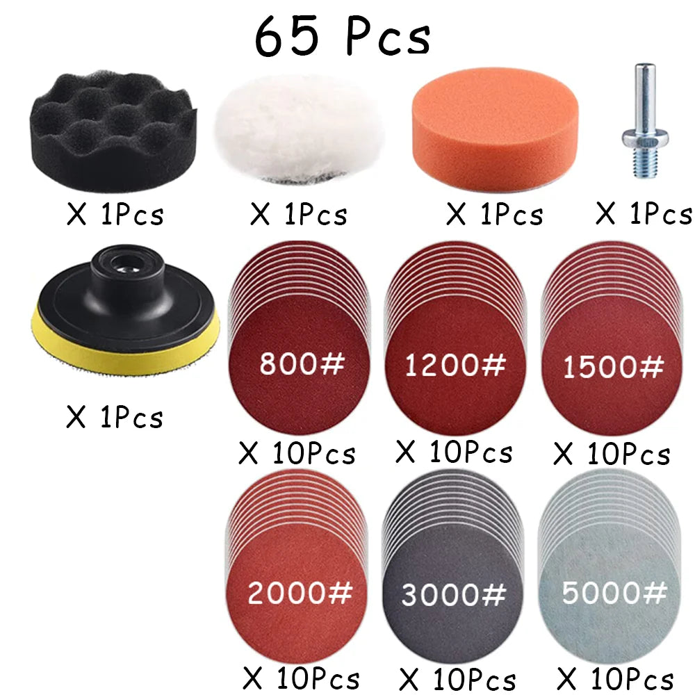 Car Headlight Restoration Kit – 3" Sanding & Polishing Pad Set, 15–65pc | Gearelo
