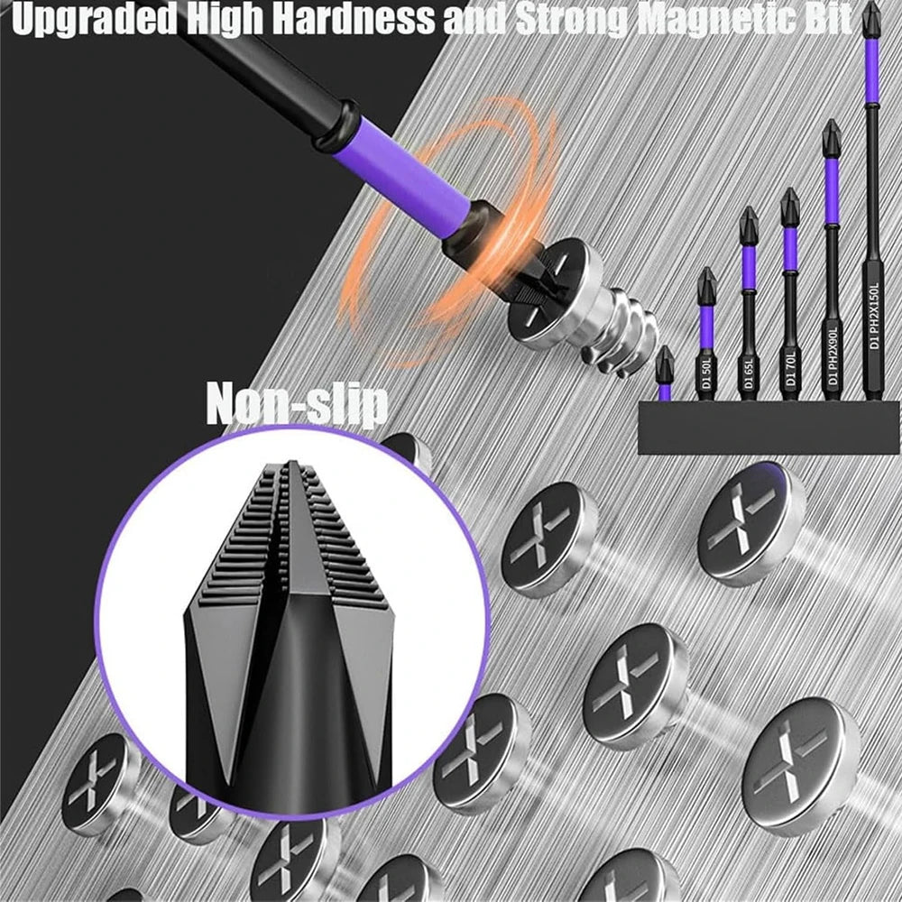 Magnetic Impact Screwdriver Bits – 6 or 12pc Non-Slip Phillips Hex Shank | Gearelo