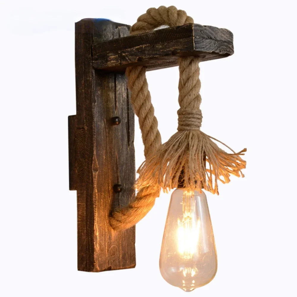 Industrial Wall Sconce – Vintage Black Metal & Wood Farmhouse Light – without cover | Gearelo
