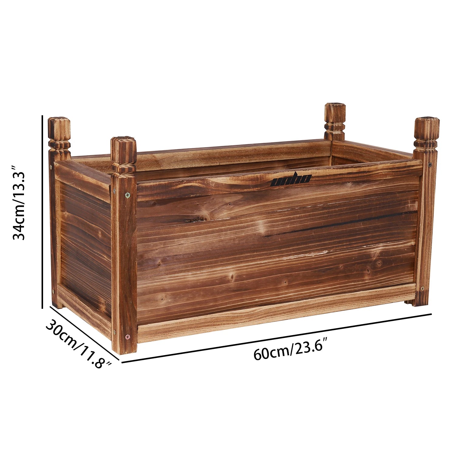 Wooden Raised Flower Bed Planter – Indoor/Outdoor Vegetable & Herb Box – Dark Brown S | Gearelo