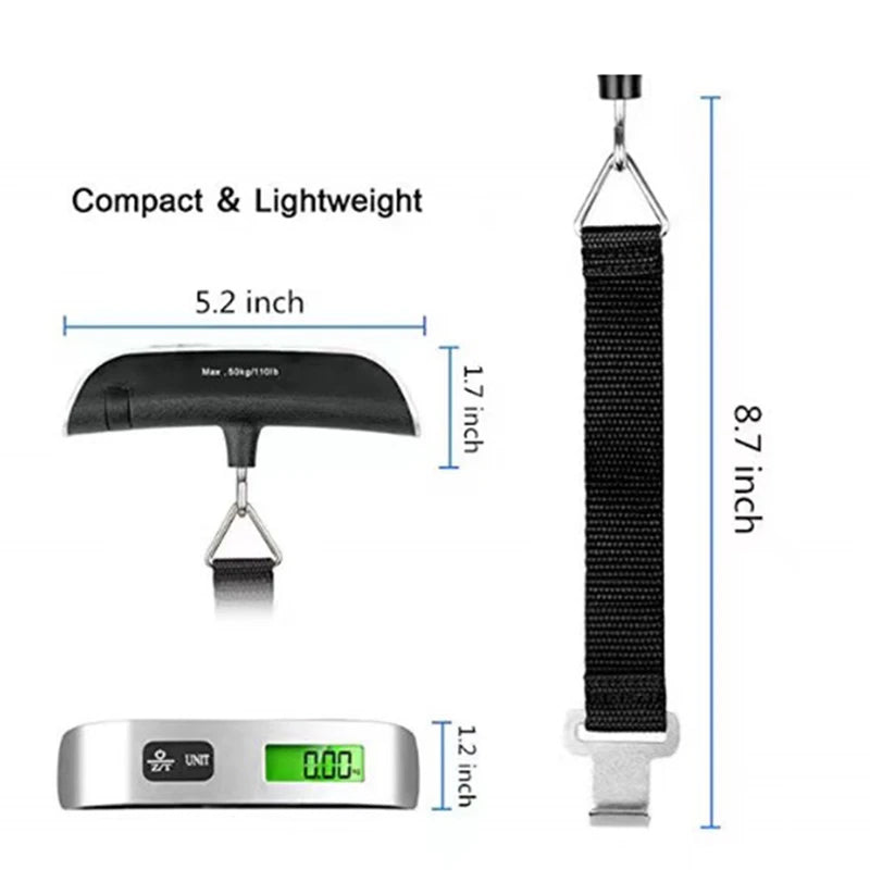 Digital Luggage Scale – 110lb/50kg LCD Hanging Travel Baggage Weigher | Gearelo