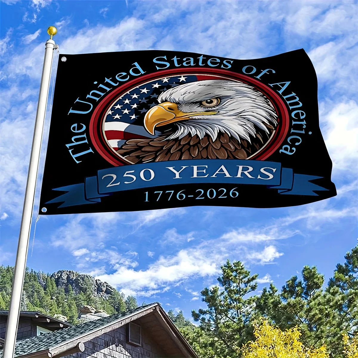 250th Anniversary Independence Flag – 1776–2026 Patriotic Bald Eagle Indoor/Outdoor | Gearelo