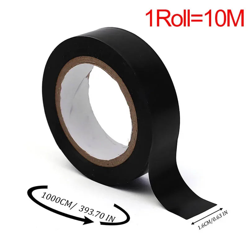 Black Electrical Insulation Tape – Waterproof High-Temp PVC, 1–10 Rolls | Gearelo