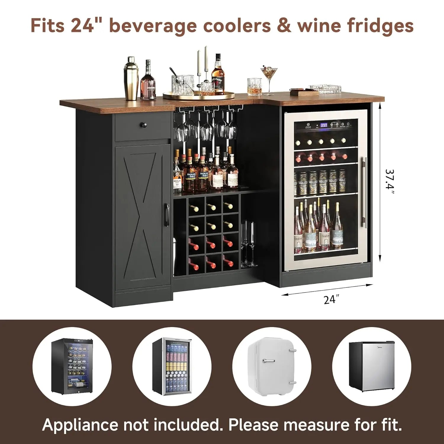U-Shape Liquor Cabinet with Bar Table – Wine Rack & Glass Holder | Gearelo