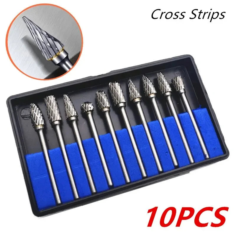 Carbide Burr Set 10pc – 1/8" Shank Dremel Die Grinder Bits for Wood & Metal | Gearelo