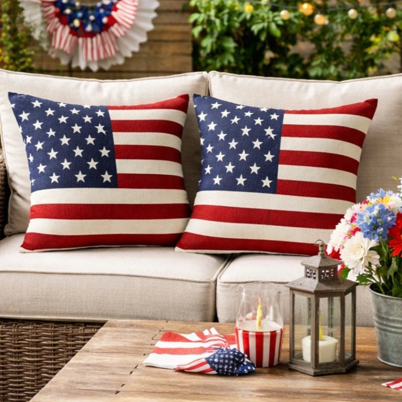 American Flag Patriotic Pillow Cover – 4th of July Decorative Cushion Case | Gearelo