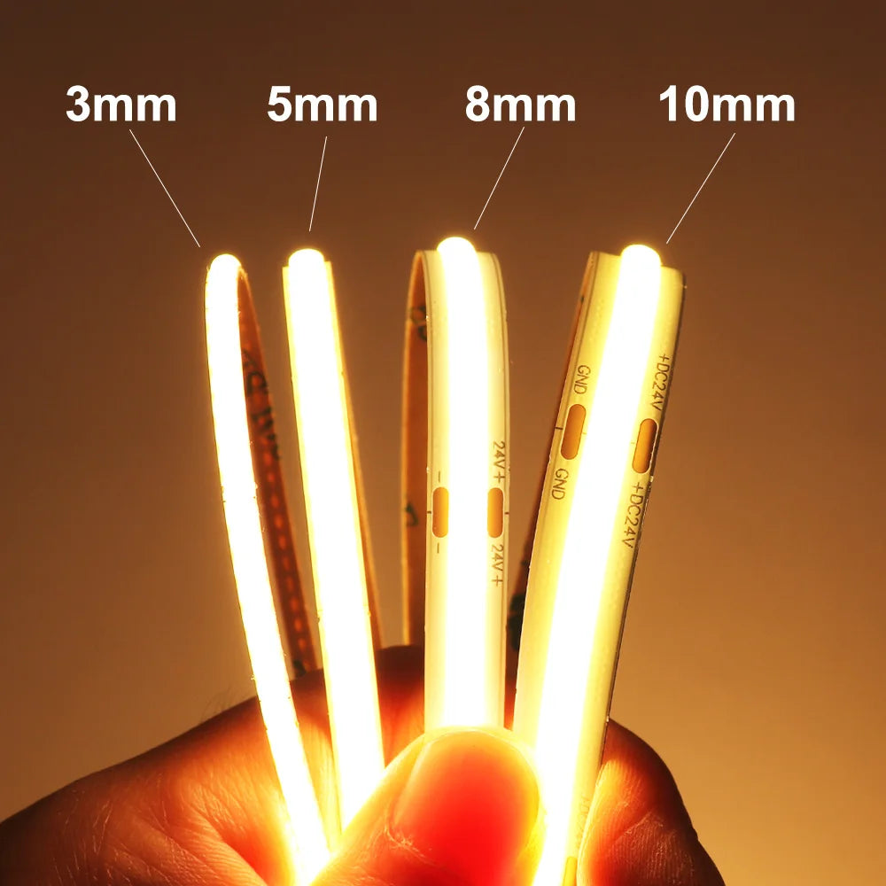 COB LED Strip Light 12V/24V Dimmable – Flexible Tape, Multiple Colors – 12V | Gearelo