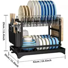 2-Tier Rotating Dish Drying Rack – 360° Swivel with Drainboard | Gearelo