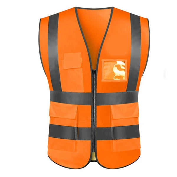 Reflective Safety Vest – ANSI/ISEA Hi-Vis with Zipper Front & Pockets | Gearelo