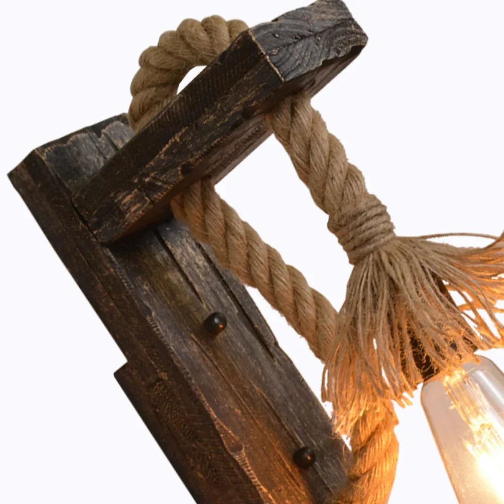 Industrial Wall Sconce – Vintage Black Metal & Wood Farmhouse Light – With cover | Gearelo