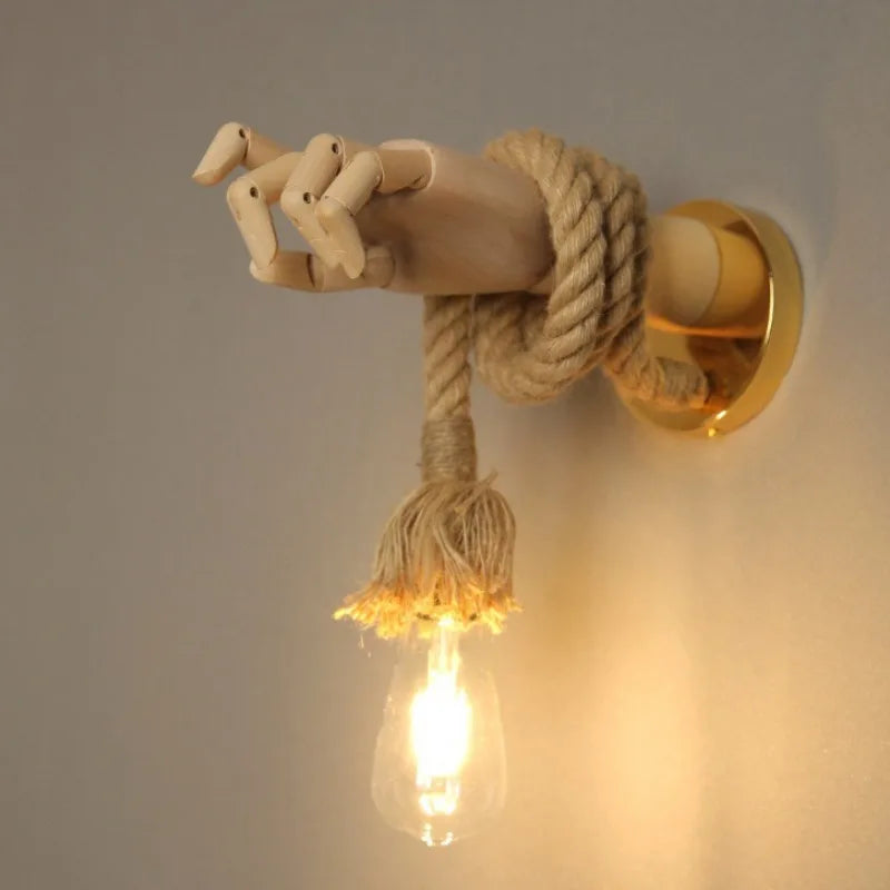 Retro Robot Wall Lamp – Hemp Rope USB-Charged Decorative Light | Gearelo