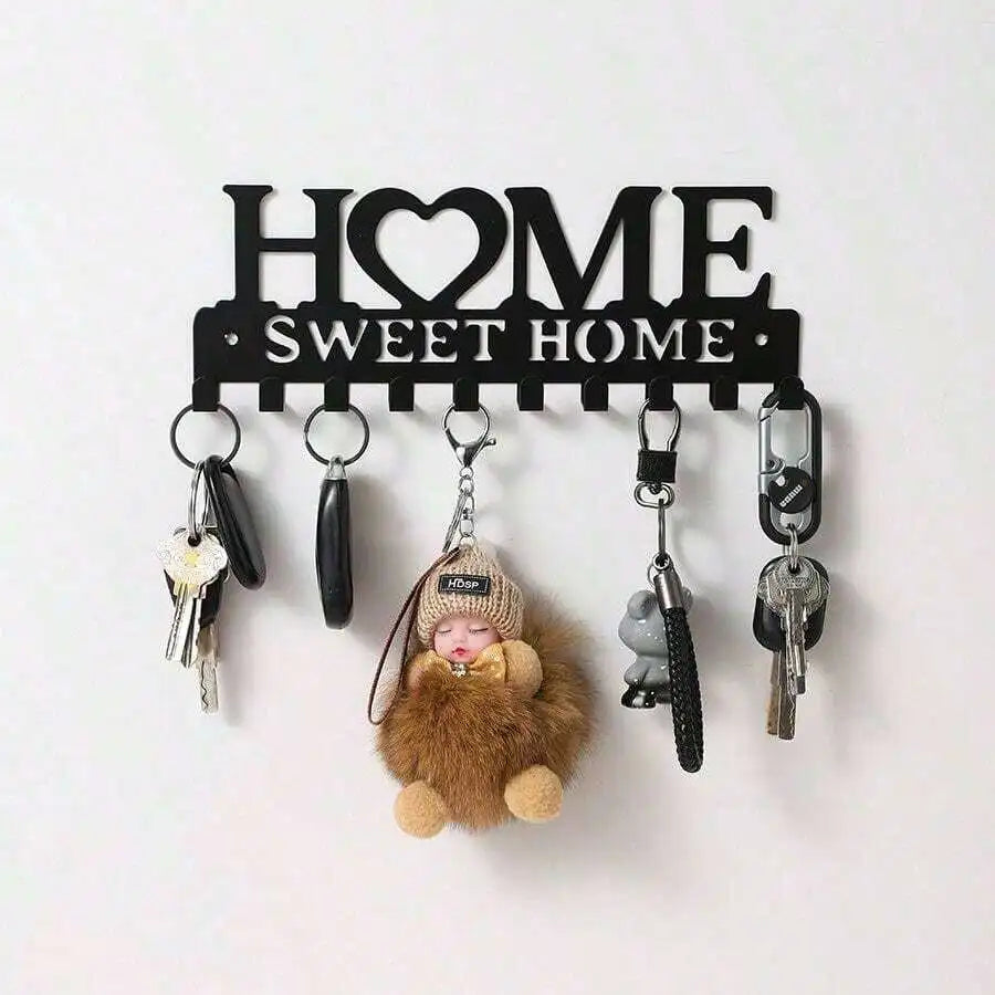 Metal Wall Key Hook – Black Decorative Storage Rack for Coats, Hats & Entryway | Gearelo