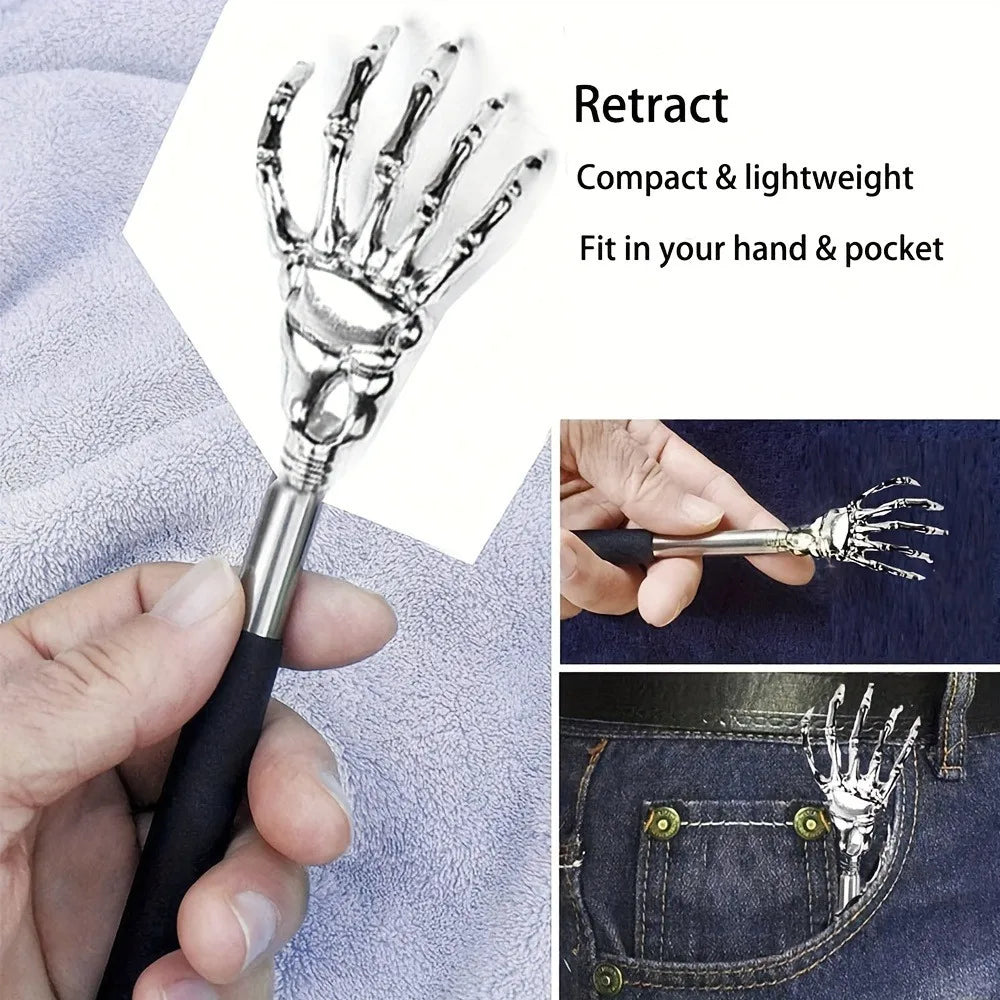 Telescoping Back Scratcher – Extendable Stainless Steel for Adults – BLACK X6 | Gearelo