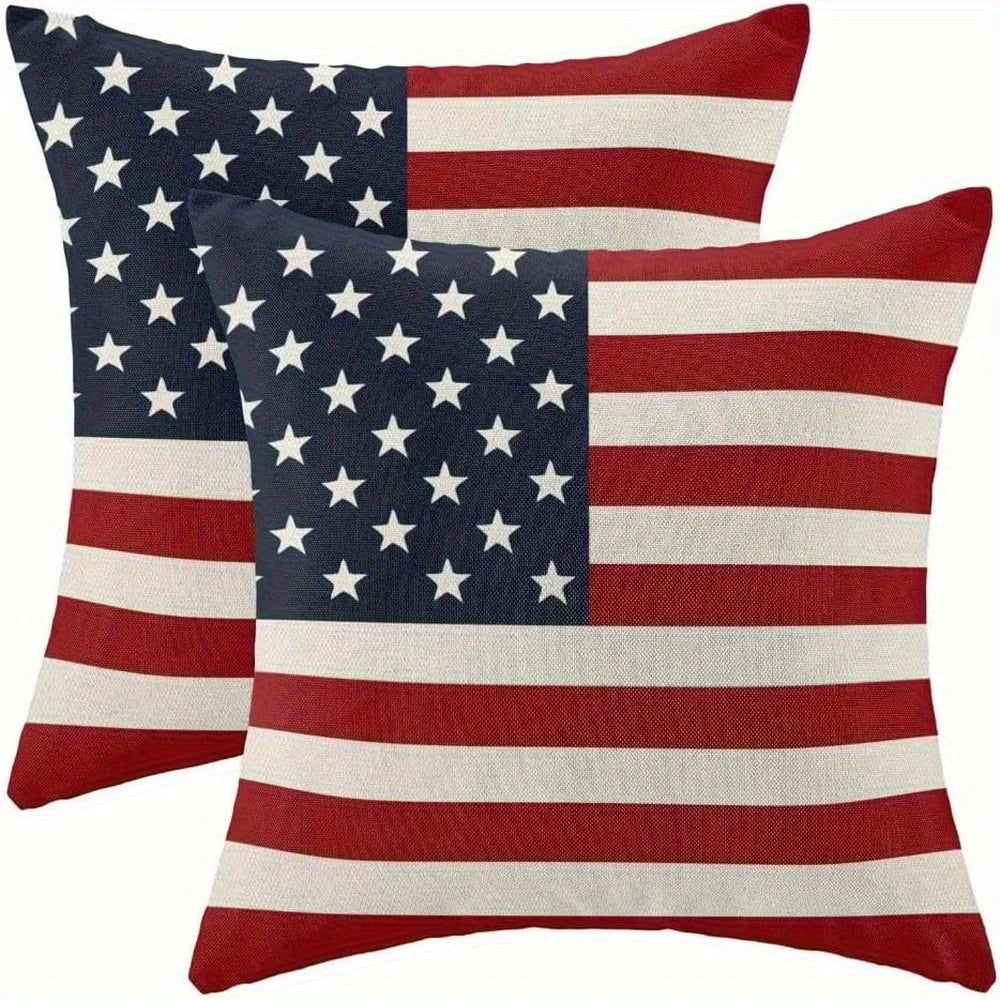 American Flag Patriotic Pillow Cover – 4th of July Decorative Cushion Case | Gearelo