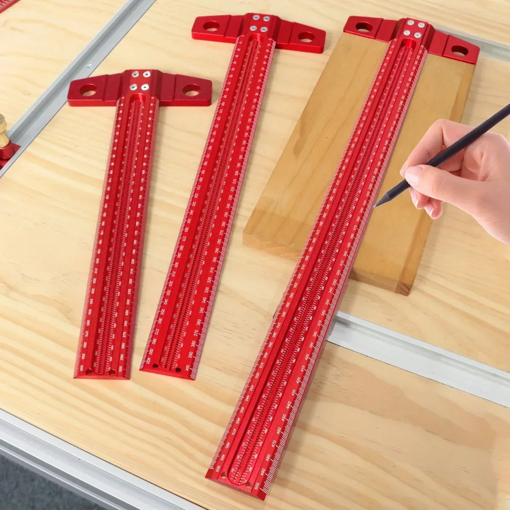 Aluminum Woodworking Marking T-Ruler – Precision Scribing Gauge, 60–500mm | Gearelo