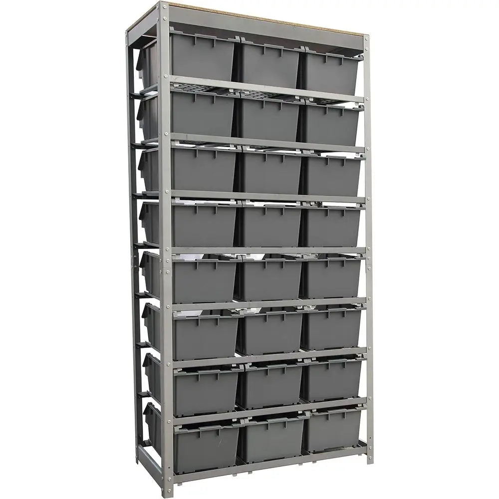 Heavy Duty Bin Rack Storage System – Steel Shelving with Plastic Bins | Gearelo