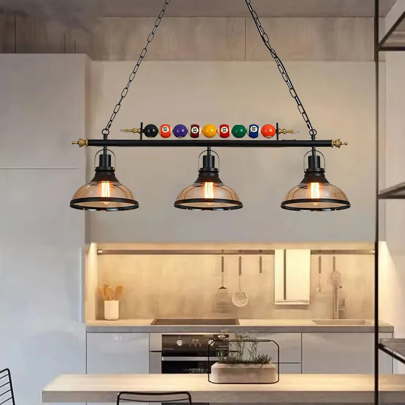 Retro Billiard LED Pendant Lamp – 3-Shade Adjustable Industrial Chandelier | Gearelo