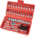 46-Piece 1/4" Drive Socket & Ratchet Set – Metric Compact Car & Home Toolkit | Gearelo