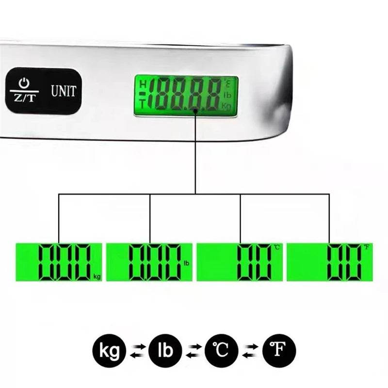 Digital Luggage Scale – 110lb/50kg LCD Hanging Travel Baggage Weigher | Gearelo