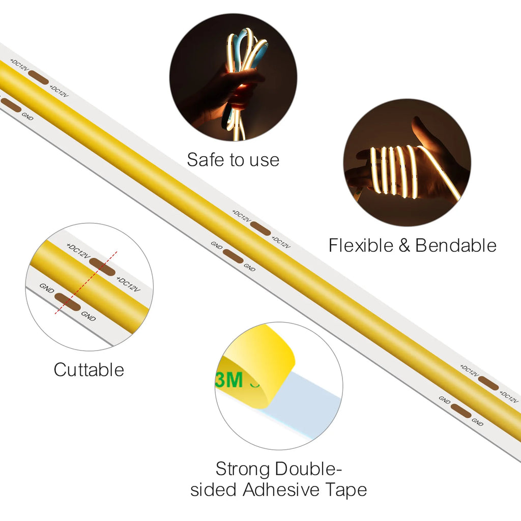 COB LED Strip Light 12V/24V Dimmable – Flexible Tape, Multiple Colors – 24V | Gearelo