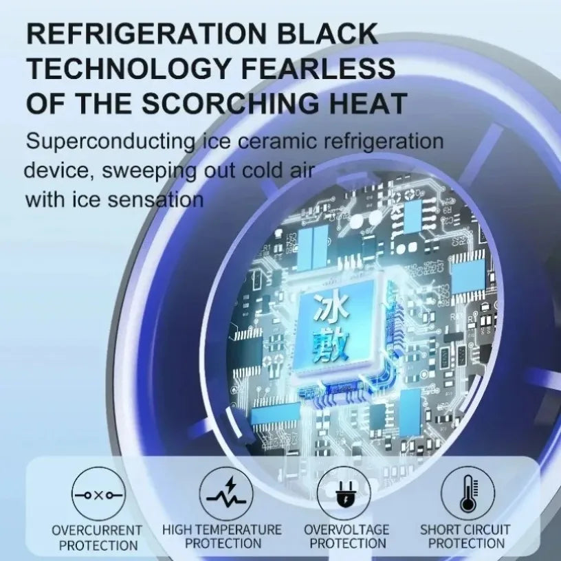 Bladeless Ice Cooling Handheld Fan – 100 Speeds, USB Rechargeable | Gearelo