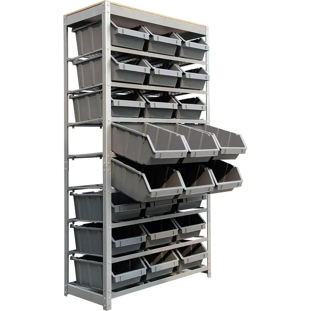 Heavy Duty Bin Rack Storage System – Steel Shelving with Plastic Bins – United States | Gearelo