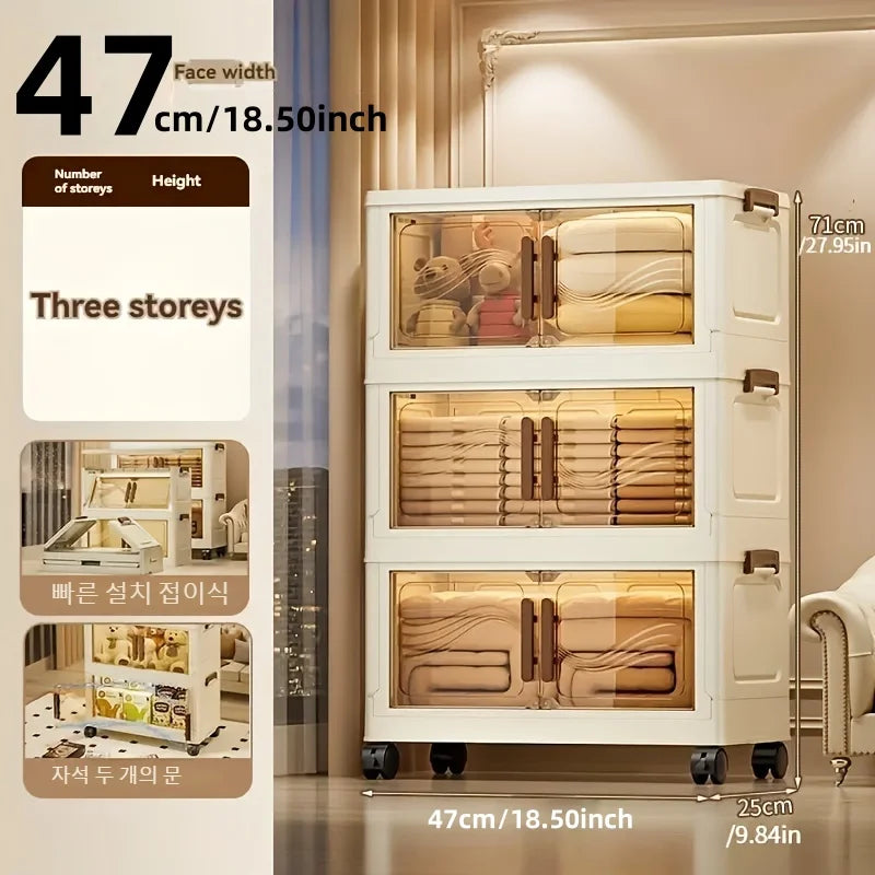 Foldable Storage Box with Clear Door – Clothes, Books & Toy Organizer | Gearelo