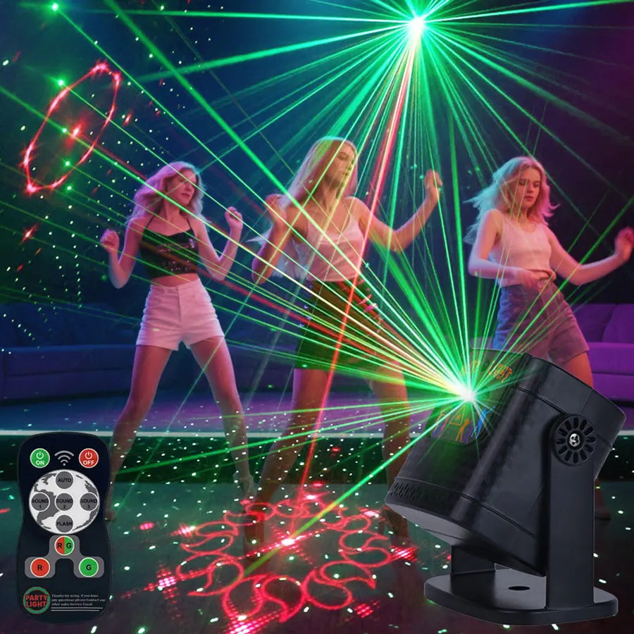 60-Pattern R&G Laser Party Projector – DJ Disco Flash Light Effect | Gearelo