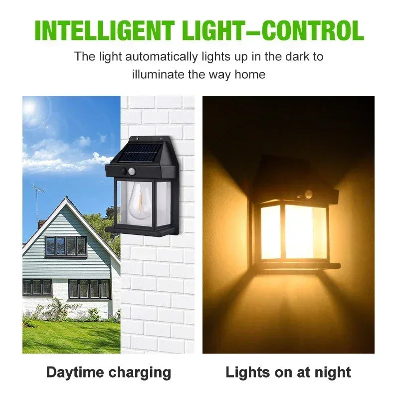 Solar Motion Sensor Outdoor Wall Light – Filament LED Garden Lamp, 1–4pc | Gearelo
