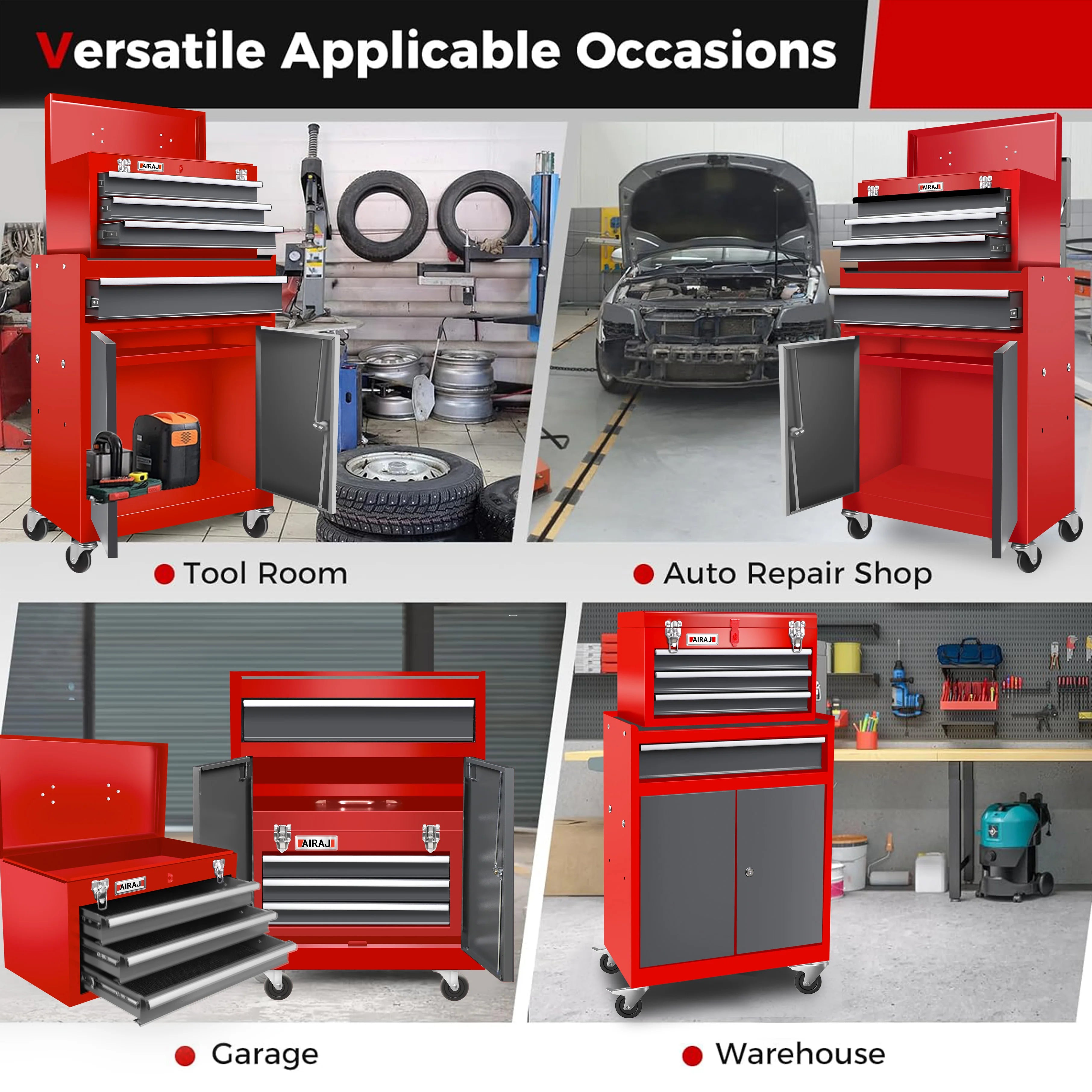 Rolling Tool Chest Cabinet – 4-Drawer Lockable Metal Toolbox with Padded Top | Gearelo