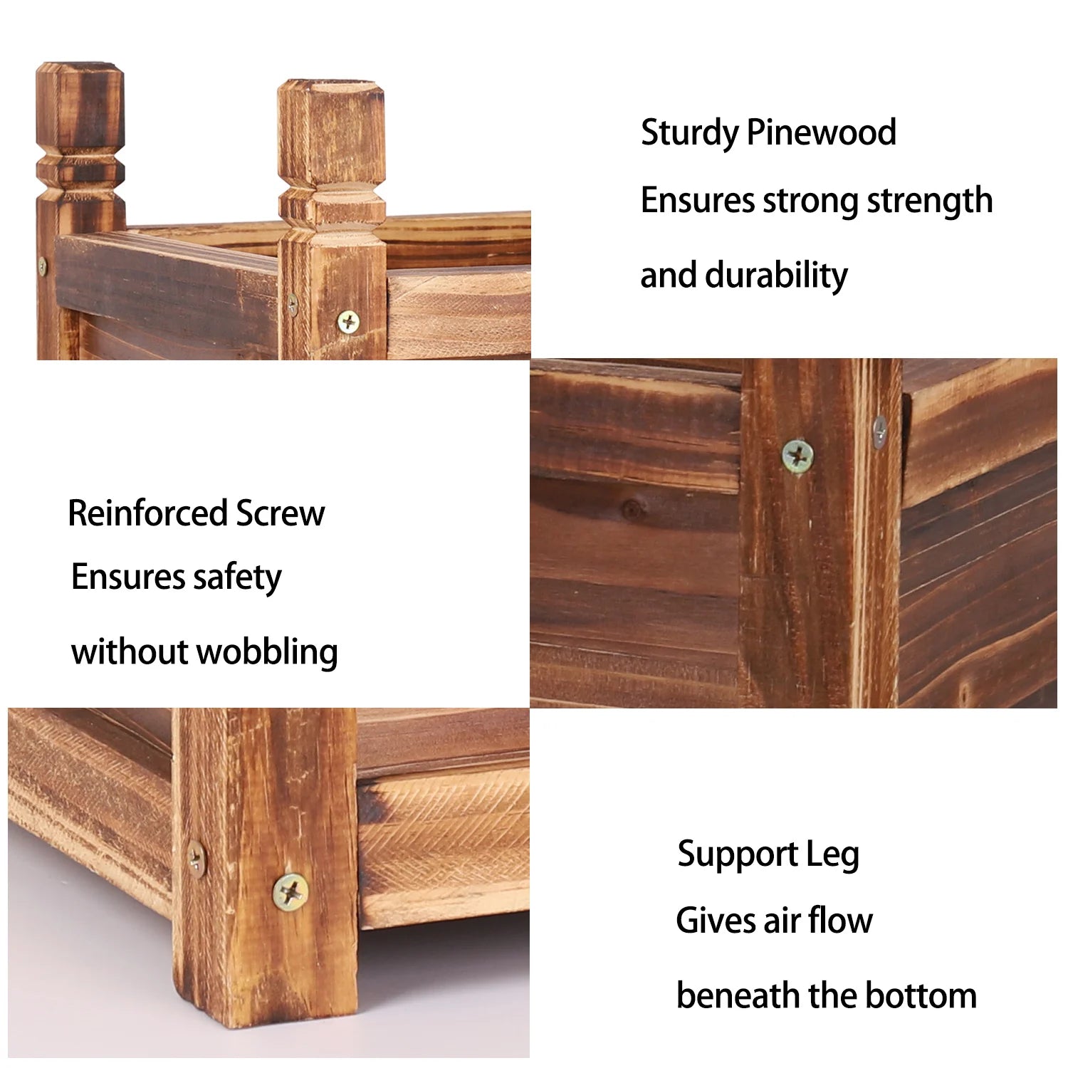 Wooden Raised Flower Bed Planter – Indoor/Outdoor Vegetable & Herb Box – Dark Brown M | Gearelo