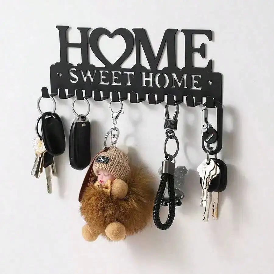 Metal Wall Key Hook – Black Decorative Storage Rack for Coats, Hats & Entryway | Gearelo