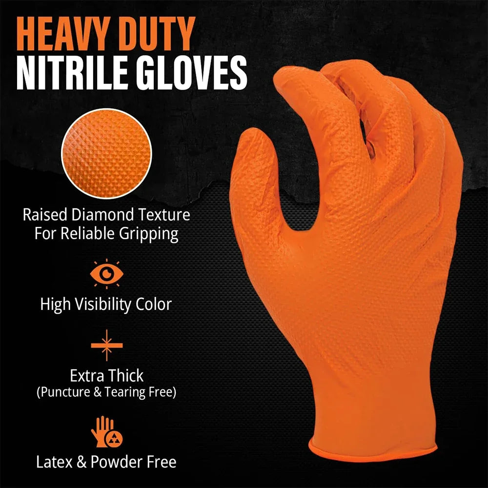 Heavy Duty Nitrile Gloves 8-Mil – Extra Thick Mechanic & Garden – Black- 50pcs | Gearelo