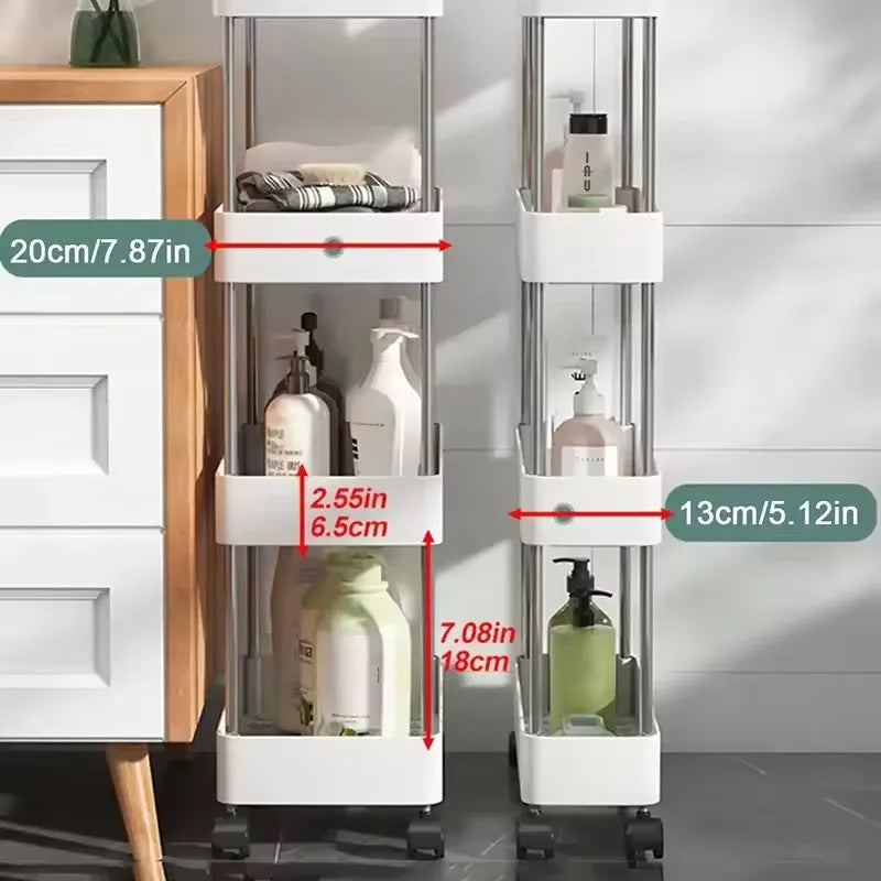 Narrow Floor Cabinet – Slim Storage Shelf for Kitchen & Bathroom – Burgundy | Gearelo