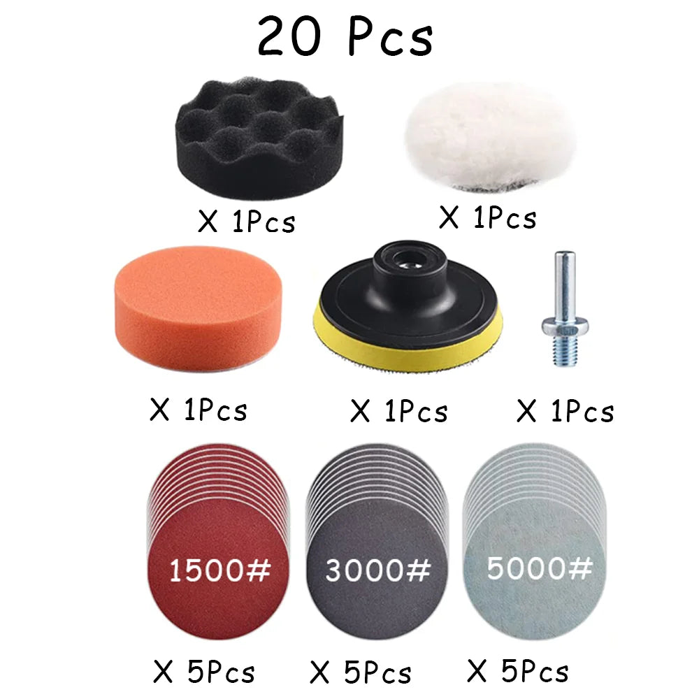 Car Headlight Restoration Kit – 3" Sanding & Polishing Pad Set, 15–65pc | Gearelo